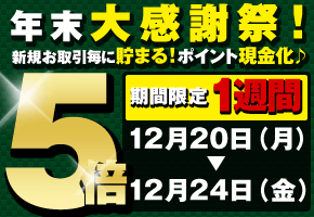 年末大感謝祭！取引応援ポイント5倍キャンペーン