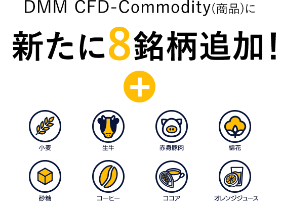 【DMM CFD】DMM CFD-Commodity(商品)に新たに8銘柄追加！