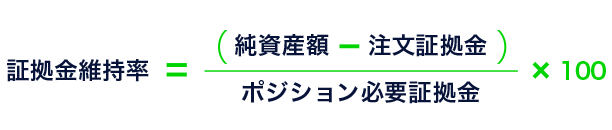 証拠金維持率=(純資産額－注文証拠金)÷ポジション必要証拠金×100