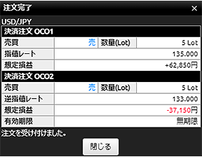 『DMMFX PLUS』注文完了画面