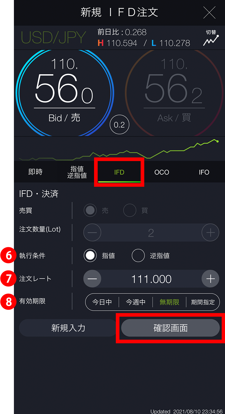 『スマホアプリ DMMFX』IFD決済入力画面