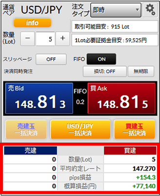 『DMMFX STANDARD』FIFO注文の具体例 決済後