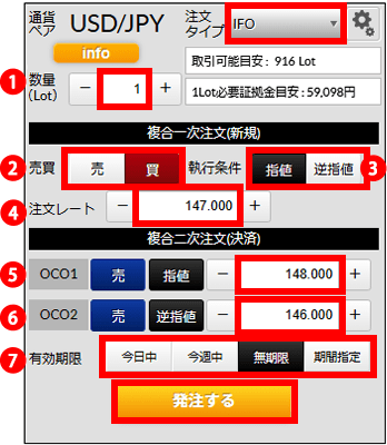 『DMMFX STANDARD』IFO注文画面